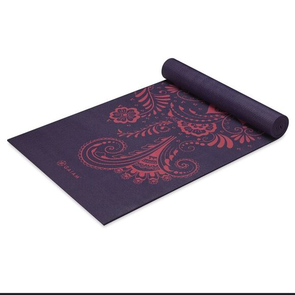 Gaiam Reversible Aubergine Swirl 24 X 68 X 0.24 In Yoga Mat w strap - Picture 1 of 7